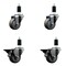 Service Caster 3'' Gray Poly Wheel Swivel 1-3/8'' Expanding Stem Caster Set 2 Brakes, 4PK SCC-EX20S314-PPUB-2-PLB-2-138 - alternate 1